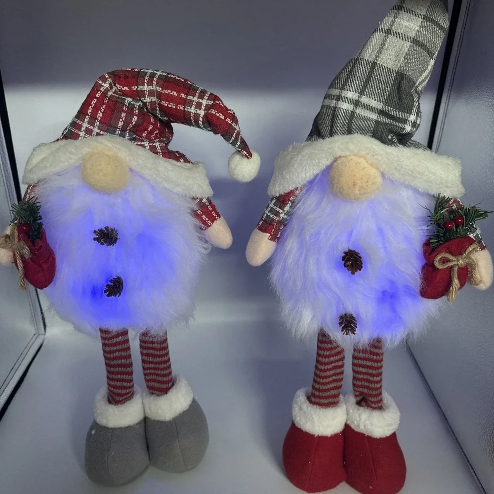 Lot of‎ 2 Lighted Standing Christmas Gnome Large 17